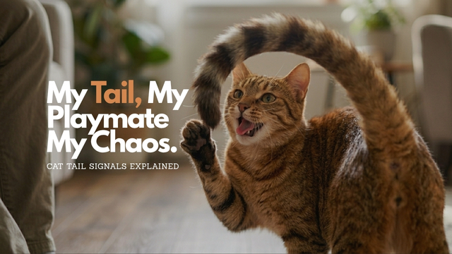 Cat tail signals explained showing different tail positions and their emotional meanings in feline behavior